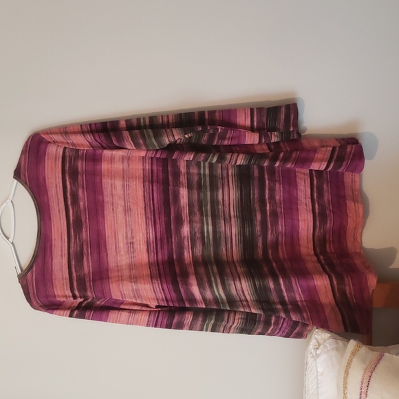 LuLaRoe Sz L Women's Purple Striped Vneck Long Sleeve Elizabeth Tunic Shirt - Picture 3 of 3